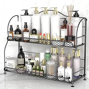 Cisily Bathroom Counter Organizer, Countertop Organizer and Storage Bedroom, 2-Tier Kitchen Spice Rack Shelf Organization, Room Makeup Desk Sink Care Organizer