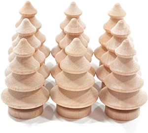 FOMIYES 10pcs Unfinished Mini Christmas Trees for DIY Crafts Wooden Unfinished Miniature Trees Drawing Doll Toy Wooden Peg Doll for Home Decoration Ornament