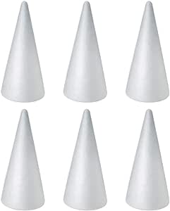 FOMIYES Foam Cones, Christmas Foam Cones for DIY Crafts, 6Pcs 7Inch White Cones for DIY Home Craft Project Christmas Tree, Handmade Gnomes, Trees, Holiday Decorations