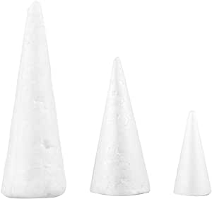 FOMIYES 15Pcs White Foam Cones, Handmade Craft Cone Accessories, DIY Cones for Christmas, Arts and Crafts Projects, Holiday Party Decor