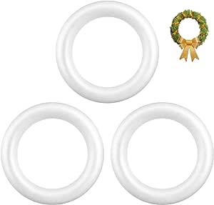 FOMIYES 3Pcs Foam Wreath Forms, White Foam Circles Round Foam Rings for Crafts, DIY Art Projects, Christmas, Weddings, Holiday Decor