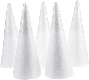 FOMIYES Foam Cones, Christmas Foam Cones for DIY Crafts, 5Pcs 9.5Inch White Cones for DIY Home Craft Project Christmas Tree, Handmade Gnomes, Trees, Holiday Decorations