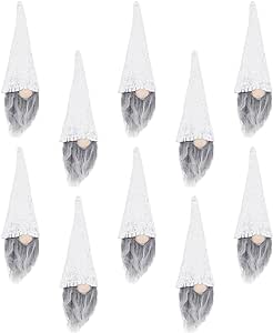 FOMIYES Christmas Gnome Wine Bottle Covers, 10pcs Handmade Gnome Wine Bottle Toppers Decorative Santa Hats Beard Bottle Sleeves for Christmas Holiday Party Table Decor