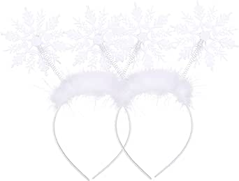 FOMIYES Christmas Headbands, 8Pcs Snowflake Headbands, Xmas Snowflake Hairbands Boppers Headdress for Women Girls for Christmas Party Decorations