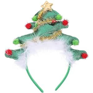 FOMIYES Christmas Headband , Luminous Christmas Tree Headband Prom Hair Bands for Women's Hair Stretchy Headbands Novelty Xmas Heaadband Christmas Fascinator Party Headband Girl Hair Hoop