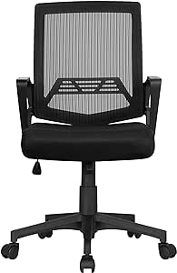 Yaheetech Office Chair Mesh Computer Chair Rolling Ergonomic Desk Chair Mid Back Adjustable Desktop Chair with Lumbar Support Swivel Task Chair for Adults and Students, Black