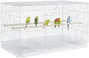 Yaheetech 30-inch Stackable Flight Bird Cages for Parakeets Cockatiels Conures Finches Budgies Lovebirds Canaries Small Birds Parrots Birdcage, White