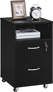 Yaheetech File Cabinet Vertical File Cabinet Mobile Letter Size File Storage Organizer Large Lateral Filing Cabinet Printer Stand for Home and Office Black