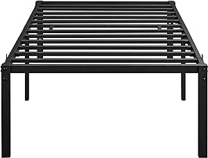 Yaheetech 18 inch Metal Platform Bed Frame Twin XL with Steel Slat Support and Underbed Storage Space Non-Slip Mattress Foundation No Box Spring Needed Tool-Free Assembly Black