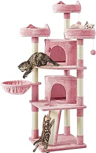 Yaheetech 68.5in Large Cat Tree, Big Cat House Plush Cat Tower with Caves Condos Platforms as Multilevel Activity Center