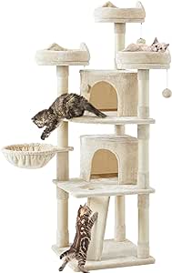 Yaheetech Cat Tree Cat Tower, Multilevel Cat Condo with Sisal Scratching Post as Indoor Cats Play House, Beige