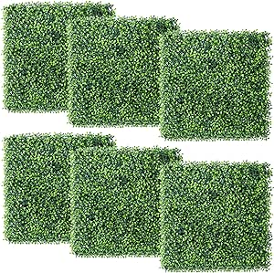 Yaheetech Artificial Boxwood Hedge Panels, 20"x20" Grass Wall, Green Backdrop Wall, Greenery Wall, UV Protected Privacy Hedge Screen Fence for Indoor, Outdoor, Garden, Backyard, Wedding 6PCS