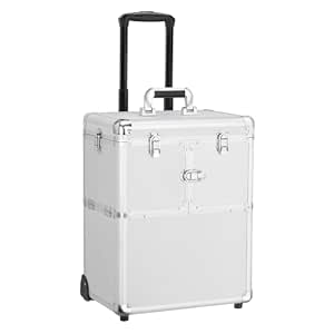 Yaheetech Professional Makeup Train Case Travel Makeup Trolley Rolling Cosmetic Case Beauty Train Case Beauty Organizer, Silver