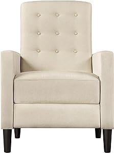 Yaheetech Fabric Recliner Chair Mid-Century Modern Recliner Adjustable Single Recliner Sofa with Thicker Seat Cushion Tufted Upholstered Sofa with Pocket Spring for Living Room Bedroom Beige