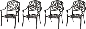 Yaheetech Cast Aluminum Dining Chairs Set of 2, Stackable Patio Dining Chairs Patio Furniture for Garden Deck Antique, Bronze