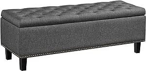 Yaheetech Ottoman with Storage Classic 50-inch Entryway Bench Storage Ottoman Bench Bench with Storage Coffee Table Footstool Bench Multipurpose Foot Rest Sofa Stool Dark Gray