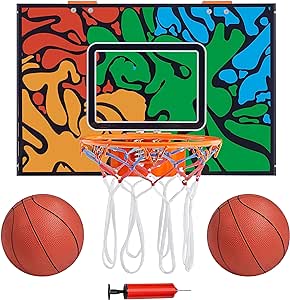 Yaheetech Mini Basketball Hoop Over The Door Wall Mounted Basketball Hoop Set Portable Indoor with Two 5.5'' Mini Basketballs for Kids & Adults