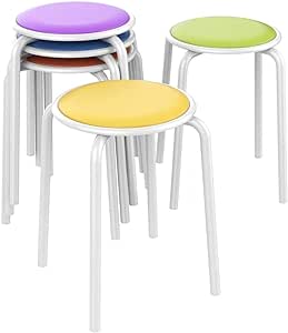 Yaheetech 18 Inch Padded Stack Stools, Portable Assorted Color Metal Stools, School Classroom Stools Chairs for Students, Pack of 5