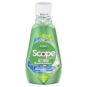 Crest Scope Get Fresh Mouthwash with Alcohol, Fights Plaque and Gingivitis, Spearmint 1L