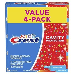 Crest Kids Cavity Protection Toothpaste, Sparkle Fun Flavor, 4.6 oz 4 Pack