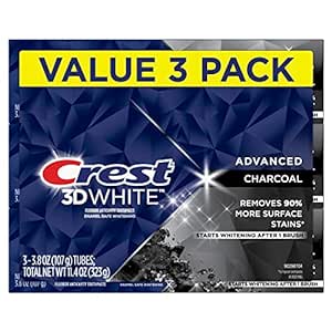 Crest 3D White Charcoal Teeth Whitening Toothpaste, 3.8 oz, Pack of 3