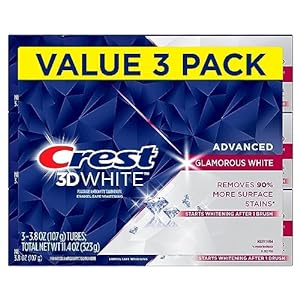 Crest 3D White Advanced Glamorous White Teeth Whitening Toothpaste, 3.8 oz, Pack of 3