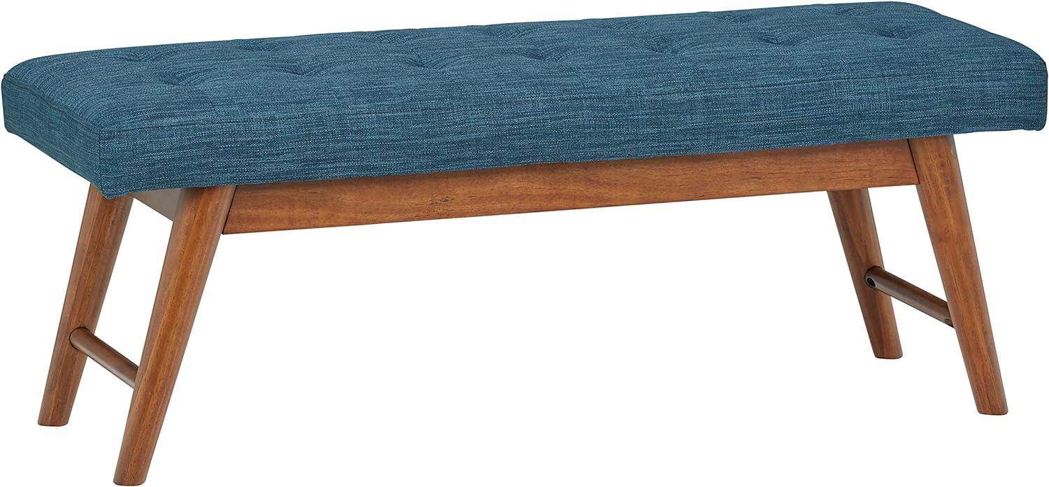 Amazon Brand - Rivet Modern Haraden Upholstered Button-Tufted Bench, Blue, 44