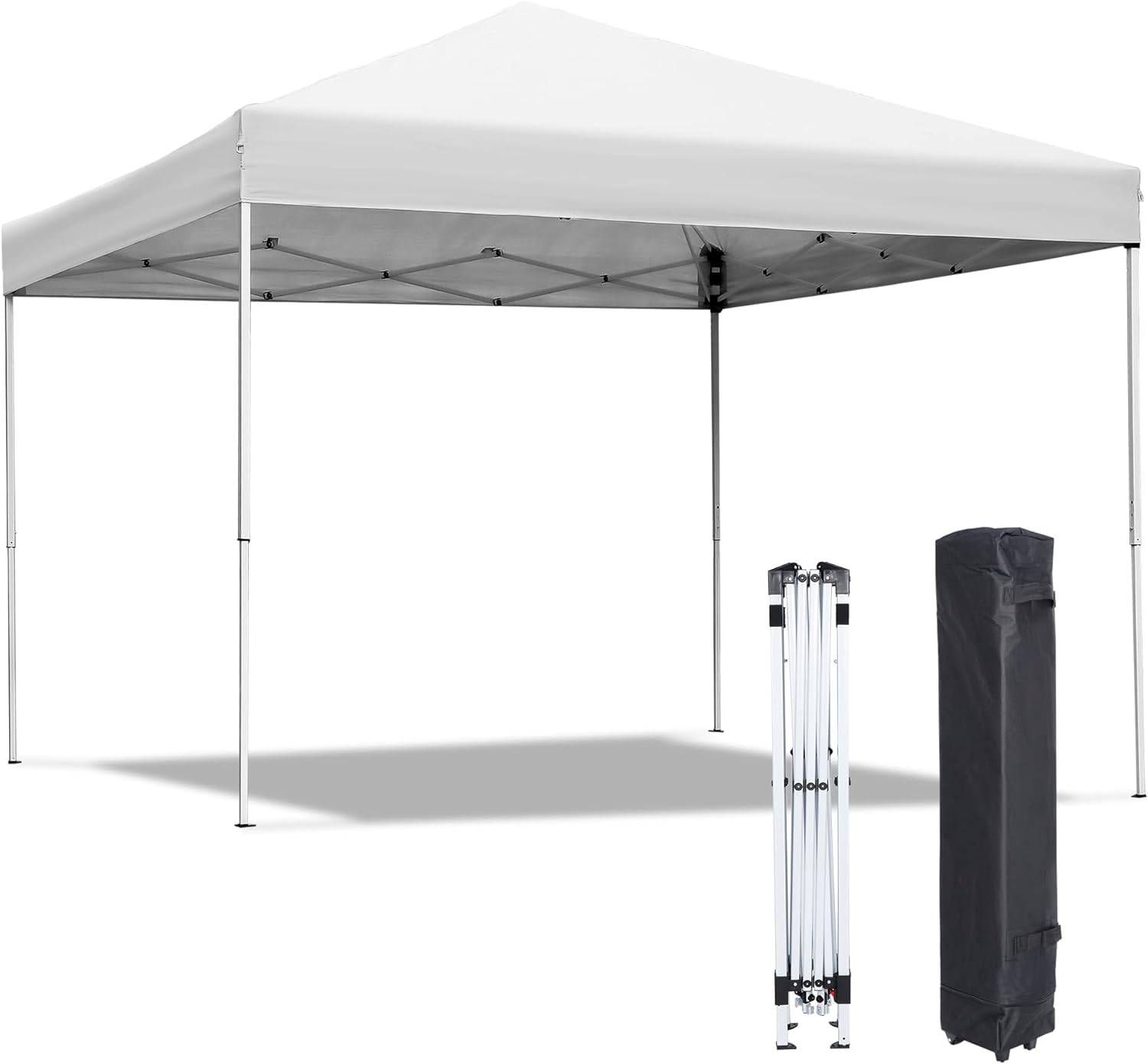 ZENY 10x10 Pop Up Canopy Tent Easy Set-up Outdoor Patio Canopy Adjustable Straight Leg Heights Instant Shelter with Wheeled Bag, Ropes