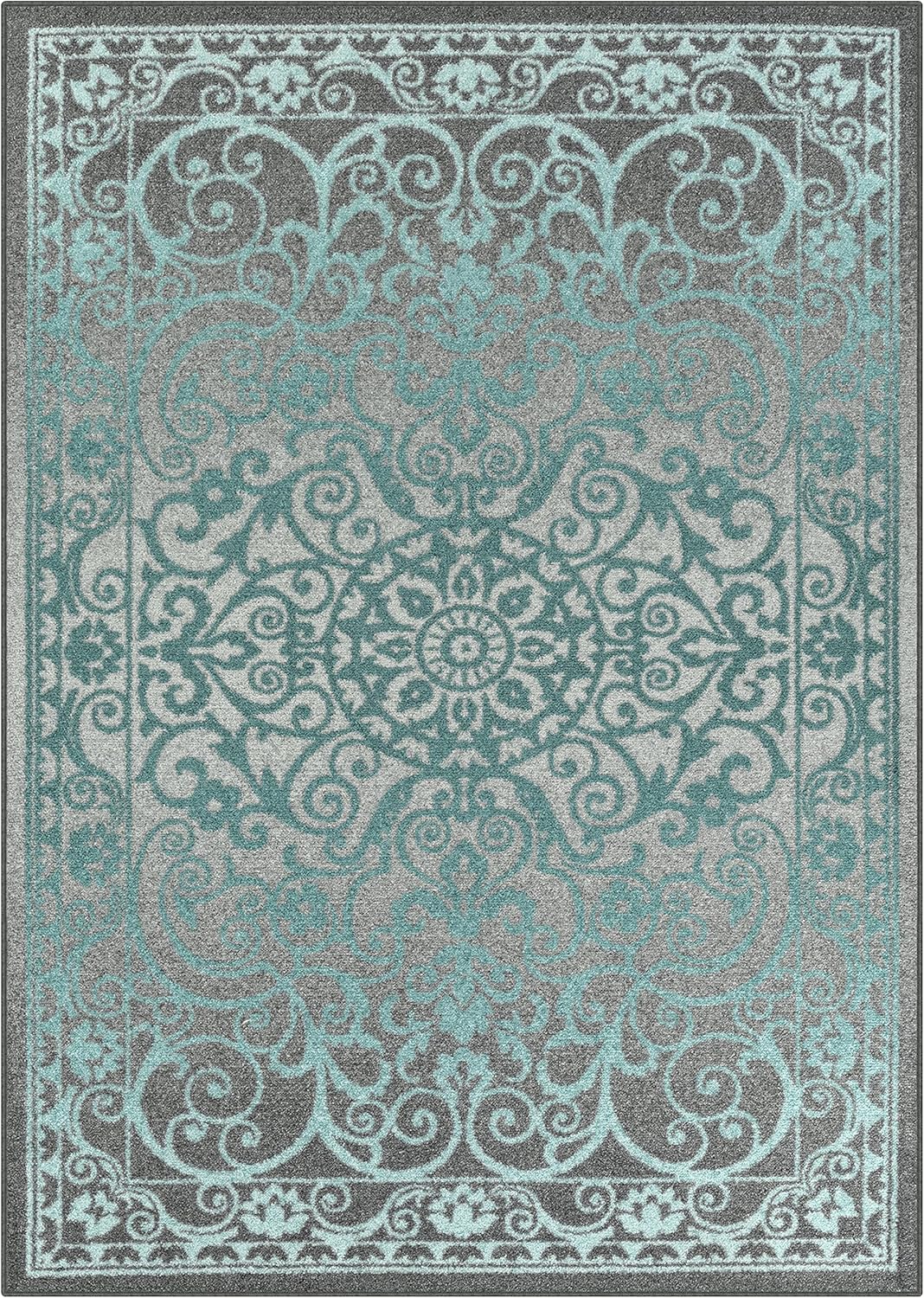 Maples Rugs Area Rug - Pelham 5 x 7 Large Area Rugs [Made in USA] for Living Room, Bedroom, and Dining Room, Grey Blue