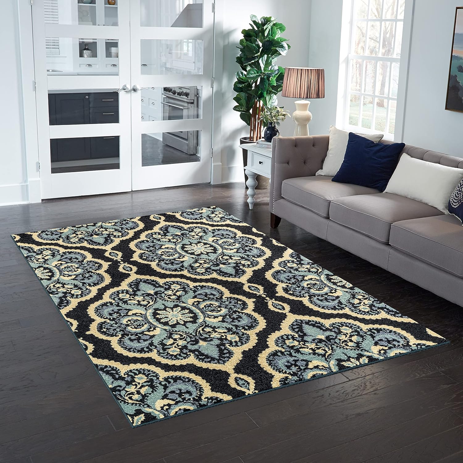 Maples Rugs Vivian Medallion Area Rugs for Living Room & Bedroom [Made in USA], 5 x 7, Persian Blue