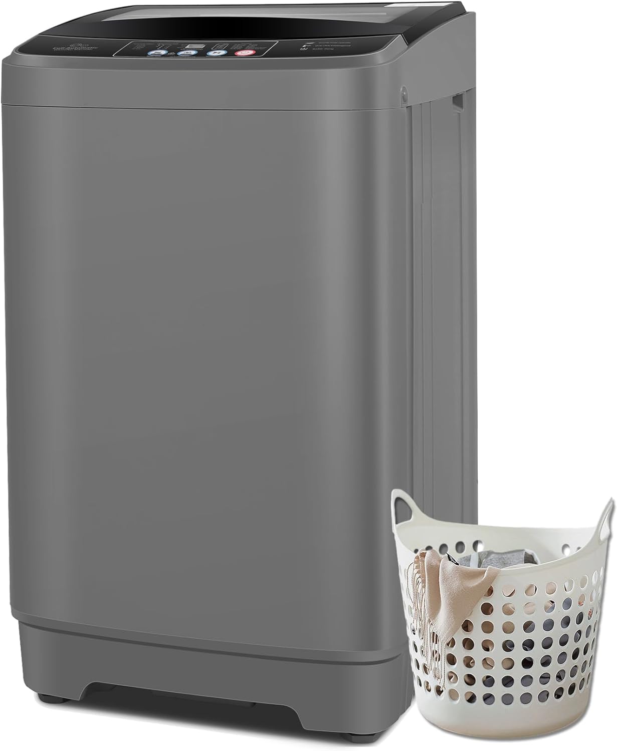 Nictemaw Portable Washing Machine 17.8Lbs Large Capacity 2.4 Cu.ft Portable Washer Machine with 10 Programs and 8 Water Levels Selections Mini Washing Machine for Apartment, Dorms, Rv-Glass Cover