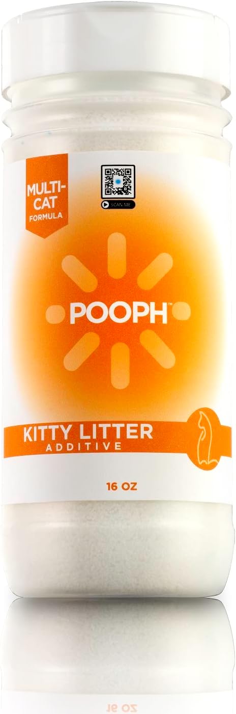 Pooph Kitty Litter Box Saver, 16oz Additive - Powder Dismantles Odors on a Molecular Basis, For Cats & Litter Boxes, Freshener, Eliminator, Cat Urine, Poop, Pee, Deodorizer, Natures, Fresh, Safe