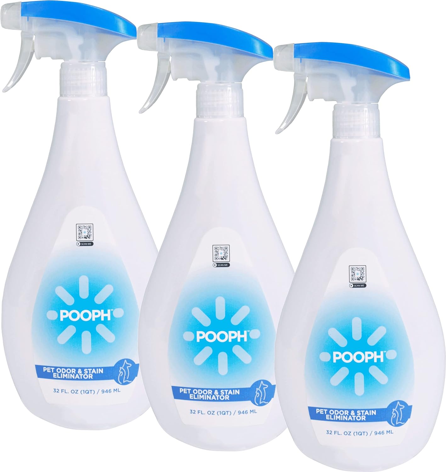 Pooph Pet Odor Eliminator, 32oz Spray, 3-Pack - Dismantles Odors on a Molecular Basis, Dogs, Cats, Freshener, Eliminator, Urine, Poop, Pee, Deodorizer, Natures, Puppy, Fresh, Clean, Furniture, Potty