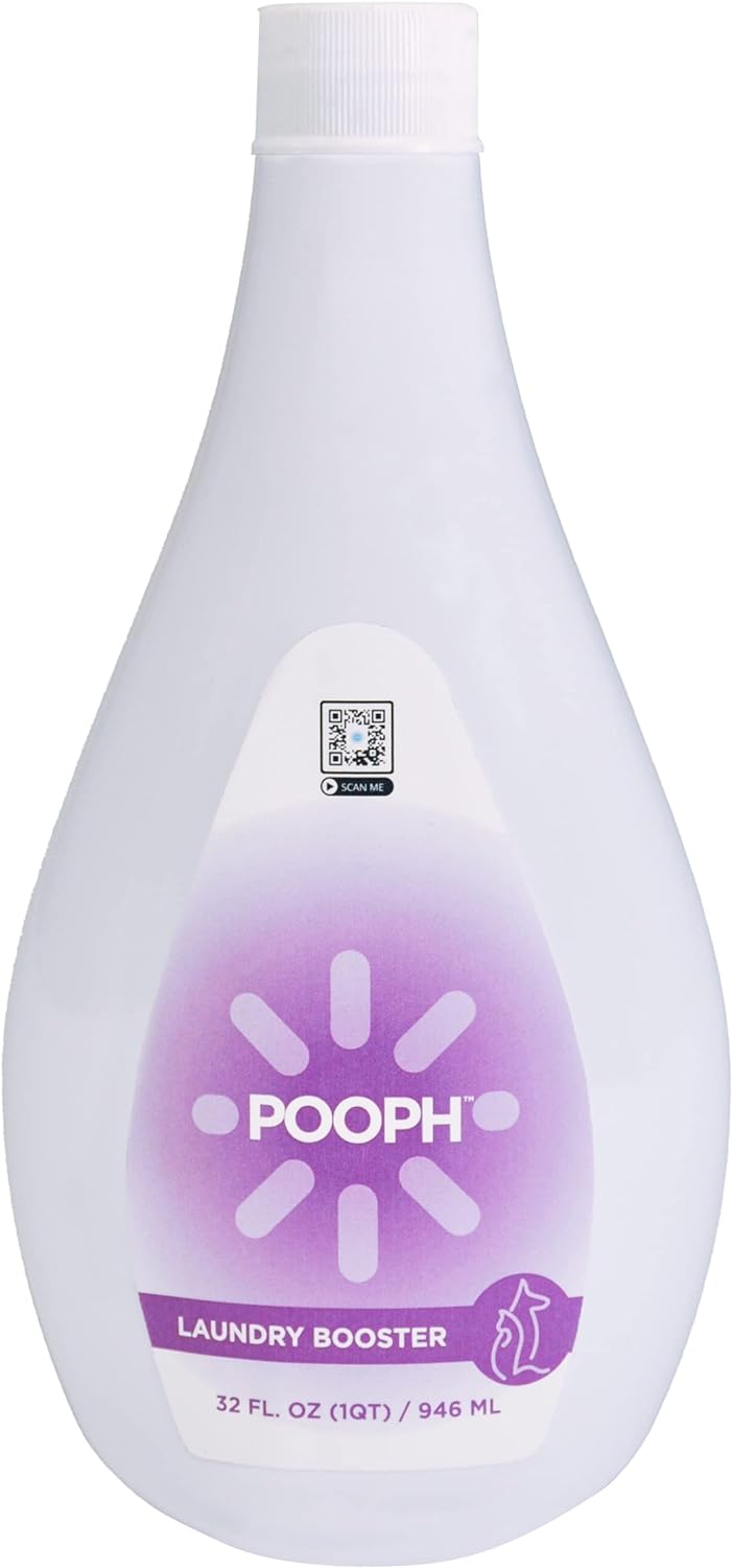 Pooph Laundry Additive, 32oz Bottle (16 Loads) - Dismantles Odors on a Molecular Basis, Dogs, Cats, Freshener, Eliminator, Urine, Poop, Pee, Deodorizer, Natures, Puppy, Fresh, Clean, Furniture, Potty