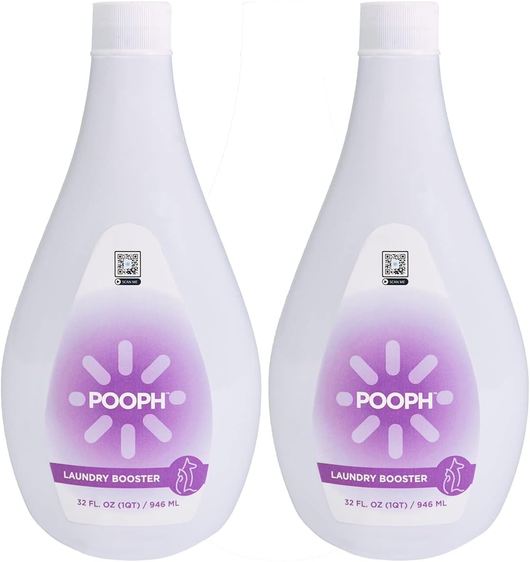 Pooph Laundry Additive, 32oz Bottle, 2-Pack (32 Loads) - Dismantles Odors on a Molecular Basis, Dogs, Cats, Freshener, Eliminator, Urine, Poop, Pee, Deodorizer, Natures, Puppy, Fresh, Clean, Furniture, Potty