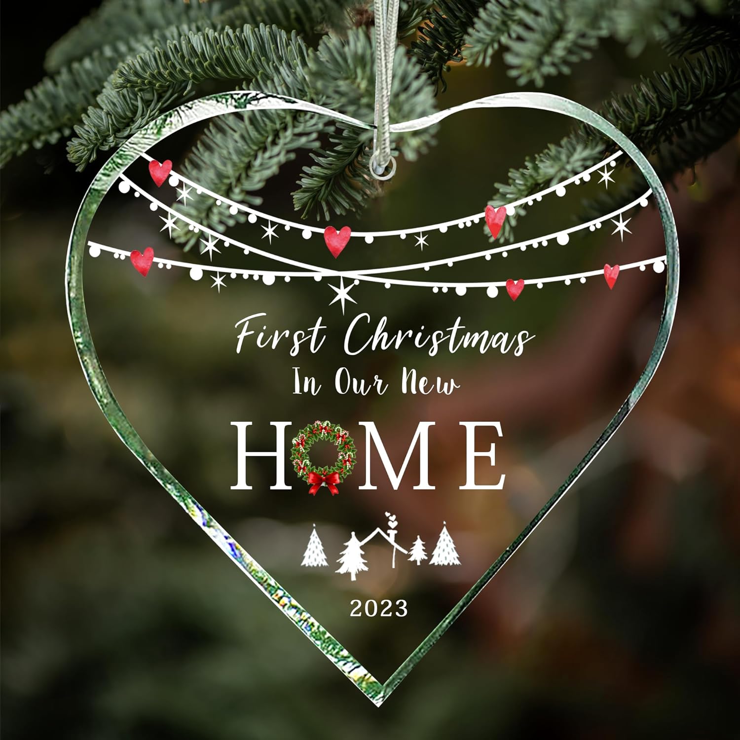 House Warming Gifts New Home, Gift Ideas, Housewarming Gift Bridal Gifts, Christmas Ornaments New House, New Home Ornament 2023 Home Decorations (Heart New Home)