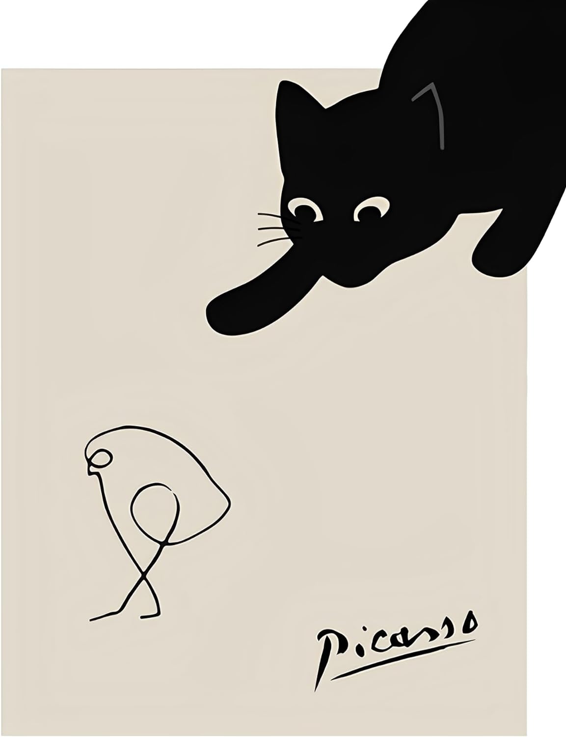 jenesaisquoi Picasso Wall Art The Cat & Bird of Picasso Artwork Picasso Posters Canvas Wall Art for Living Room Bedroom Office (Unframed, 12 x 16)