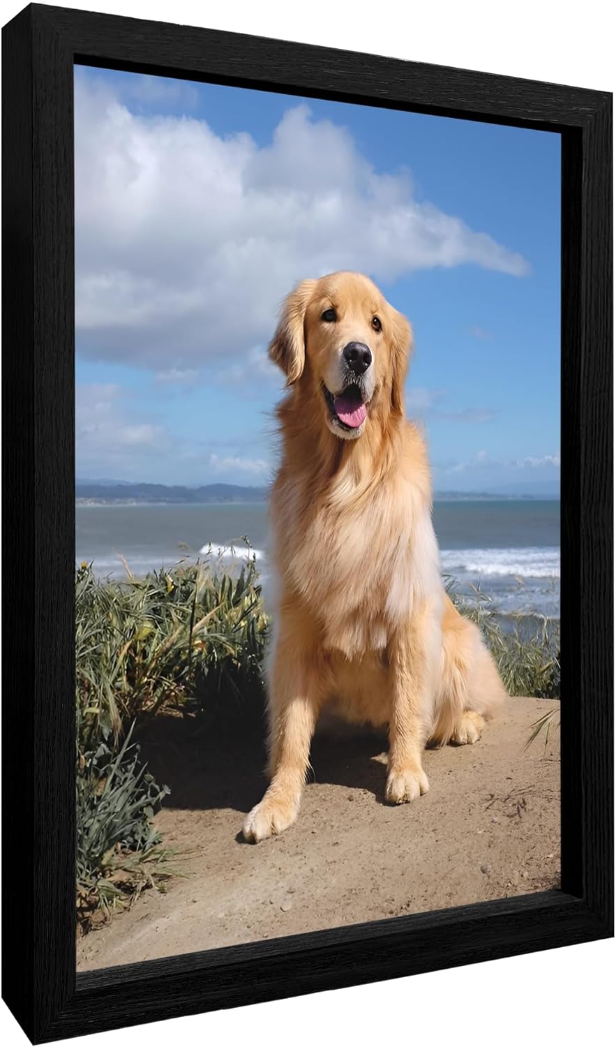 Custom Canvas Prints With Your Photos for Pet Family Photo Prints Personalized Canvas Framed Wall Art (10 x 8, Wood Black)