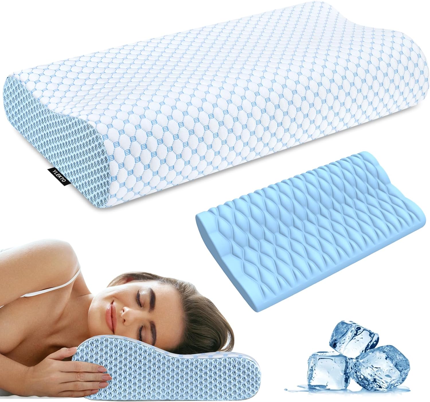 Cervical Pillow for Neck Pain Relief, Contour Memory Foam Pillows for Sleeping, Odorless Ergonomic Pillow Adjustable Orthopedic Cooling Pillow Bed Pillow Neck Support for Side Back Stomach Sleepers