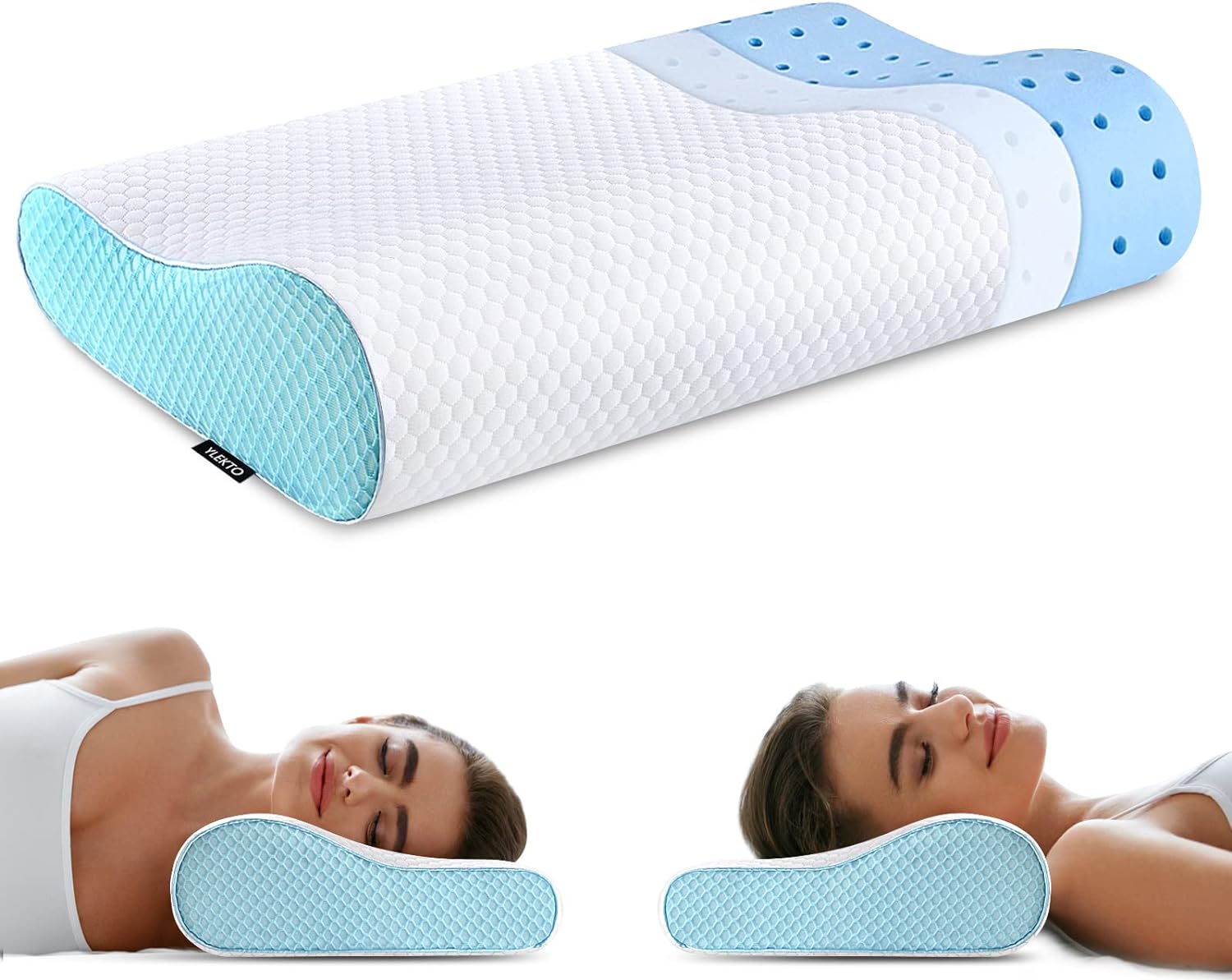 Memory Foam Pillows Neck Pillow Bed Pillow for Sleeping Ergonomic Cervical Contour Pillow for Side Back Stomach Sleeper for Neck and Shoulder Pain