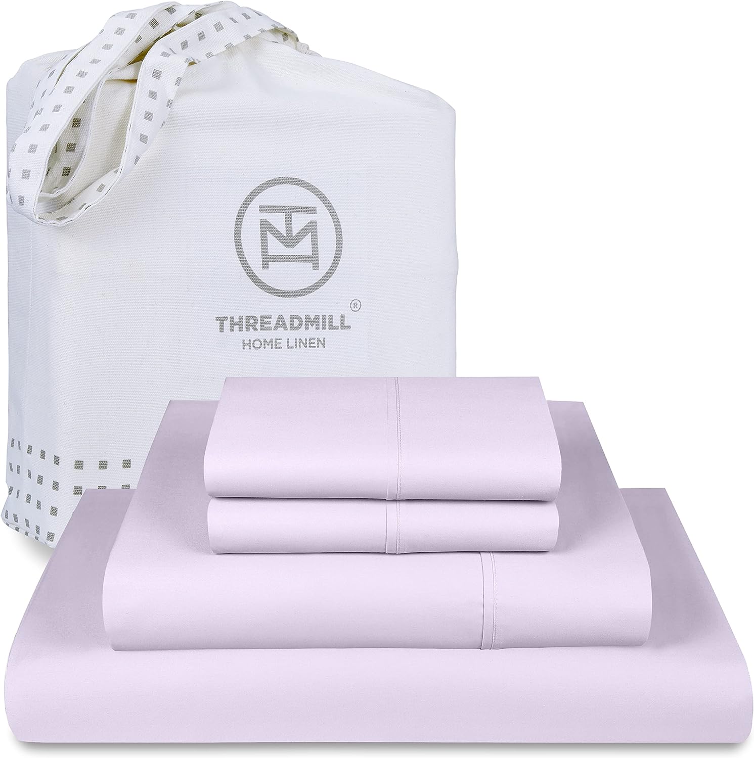 Threadmill Egyptian Cotton Full Size Sheet Set | 100% Certified Egyptian Cotton Sheets for Full Size Bed | Full Bed Sheets Set 16 Deep Pocket | Soft Sateen 4-Piece Cooling Bedding Set | Lilac