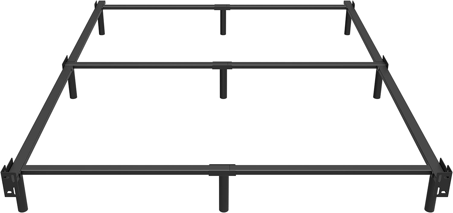 EMODA 7 Inch King Bed Frame Base for Box Spring and Mattress, 9 Legs Heavy Duty Metal Bedframe Tool-Free and Easy Assembly, Black