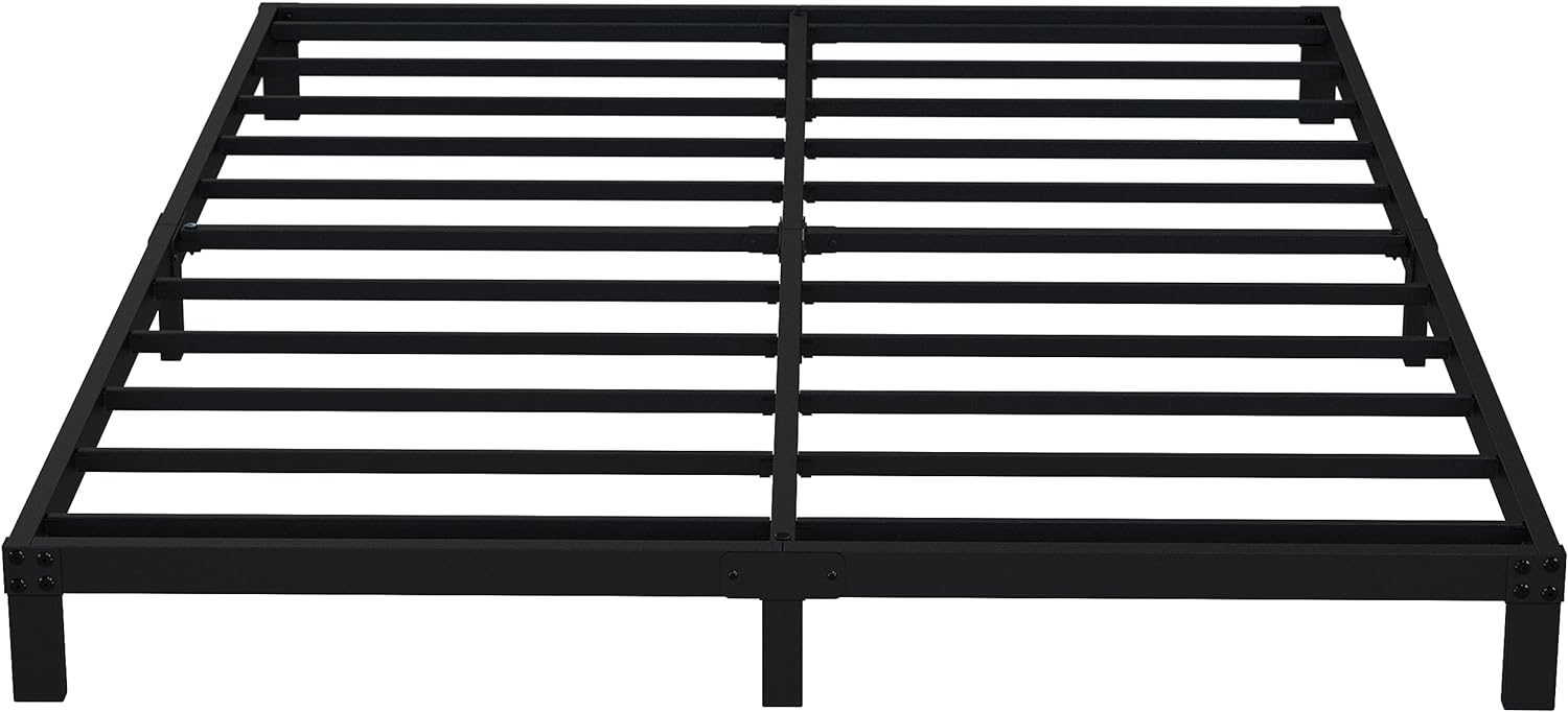 EMODA 6 Inch California King Bed Frames Heavy Duty Metal Cal King Platform with Steel Slats Support, No Box Spring Needed, Noise Free, Black