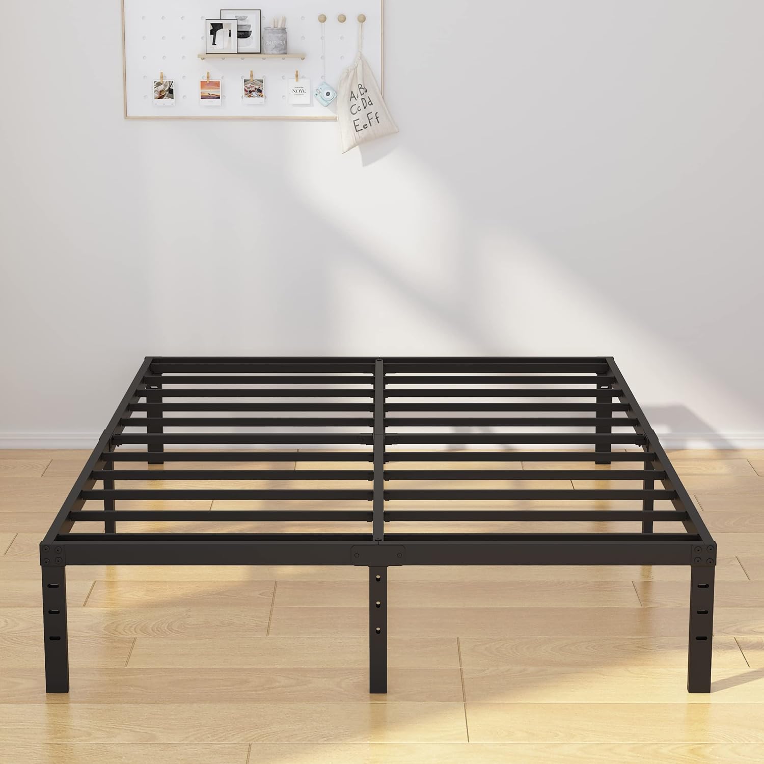 EMODA 14 Inch Full Size Bed Frame Heavy Duty Metal Platform No Box Spring Needed, Easy Assembly Noise Free, Black