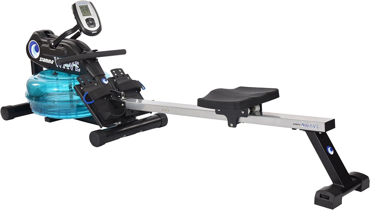 Stamina Elite Wave Water Rowing Machine Foldable Rower w/ Fitness Coaching App, No Subscription Required - Wireless Heart Rate Monitor Included - Rowing Machines for Home Use