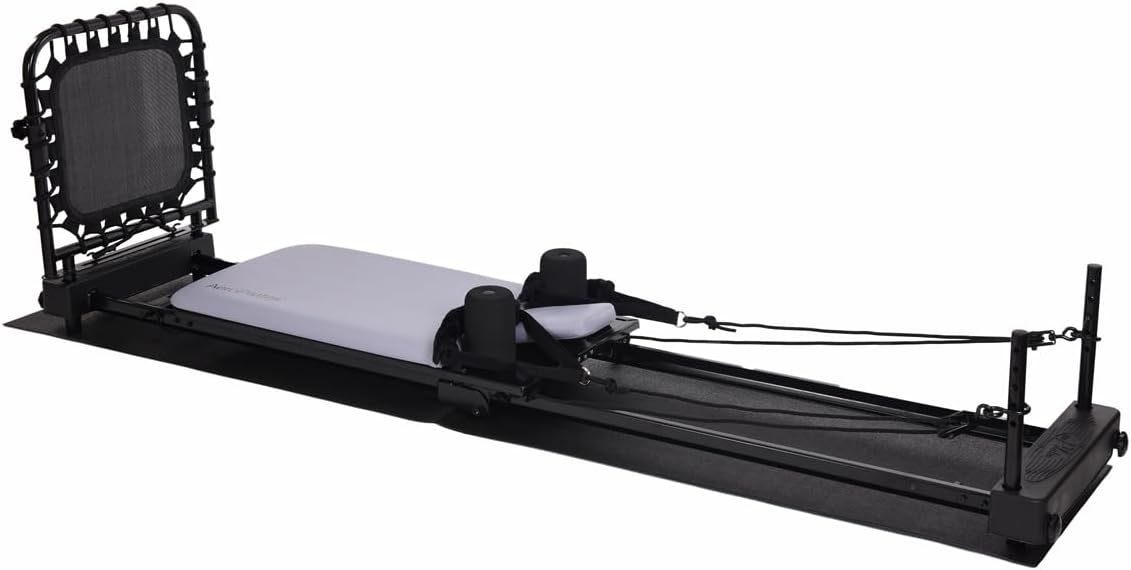 AeroPilates Foldable Reformer 4420 | Four-Cord Resistance | Free-Form Cardio Rebounder | Includes Four Workout DVDs