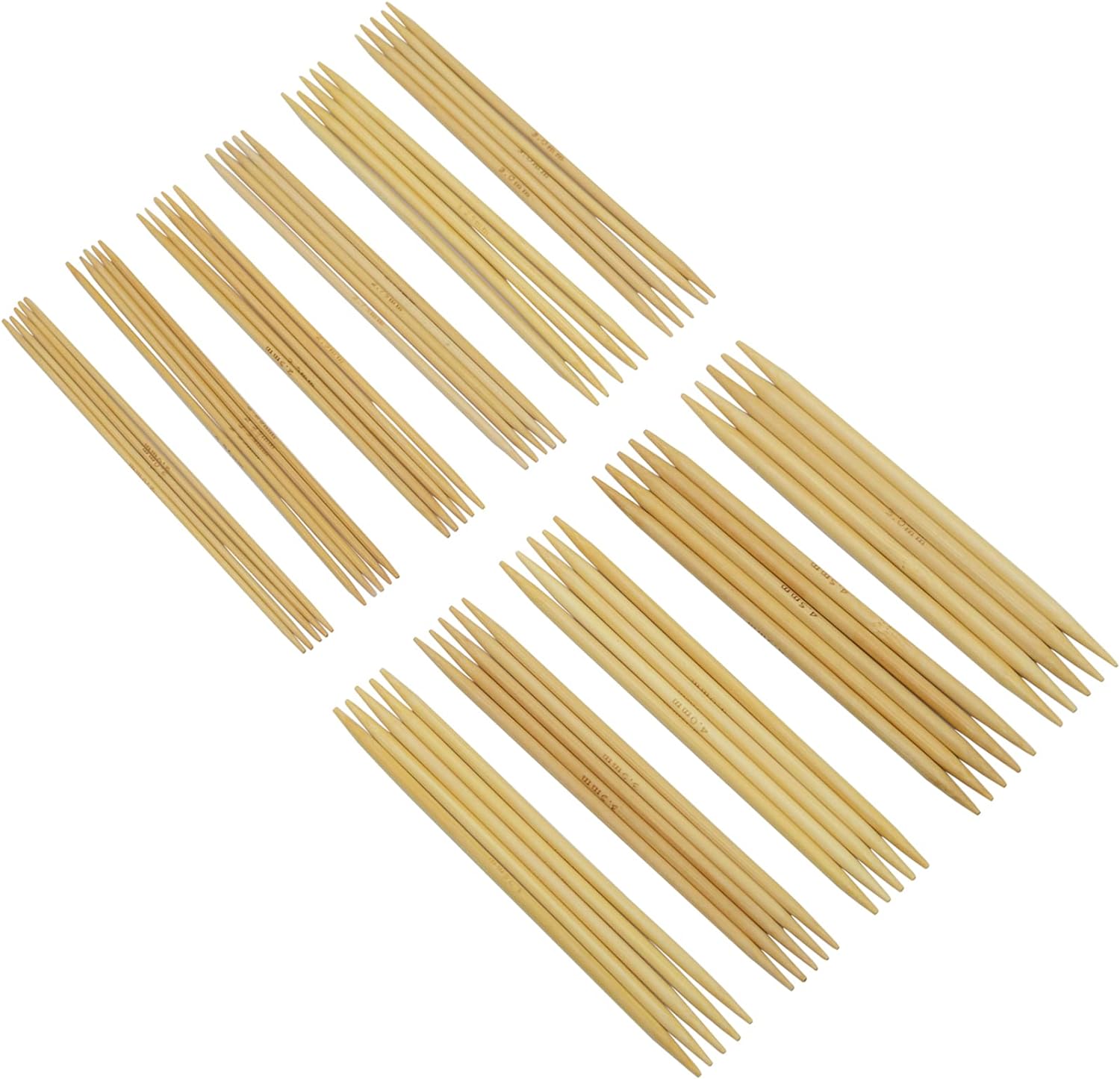 55Pcs 5.1 Inch Length 11 Size of Diameter Double Pointed Bamboo Knitting Needles (5' Set 11)