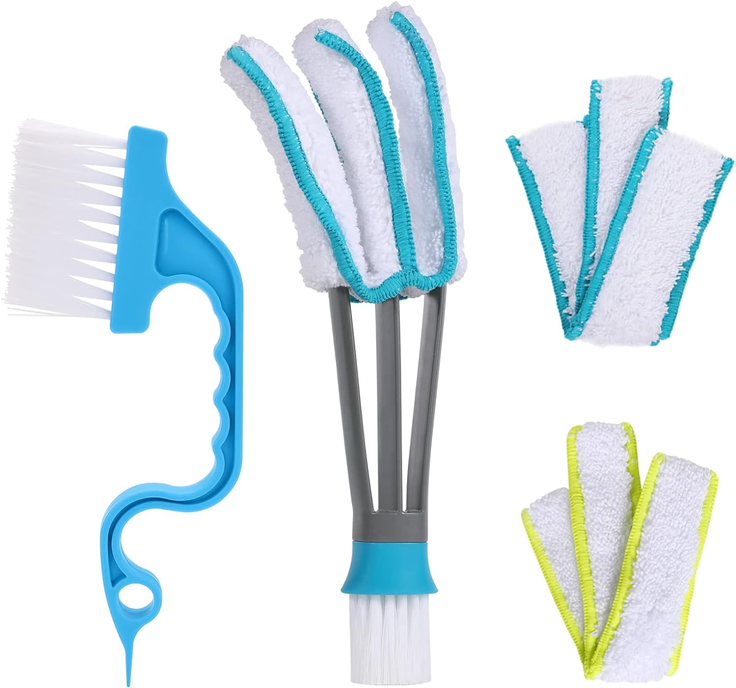 SetSail Blind Duster, Blind Cleaner Duster and Brush kit with 2pcs Removable Microfiber Sleeves Groove Gap Cleaning Tool for Household Cleaning Window Blind Cleaning car Vent Air Conditioner Cleaner