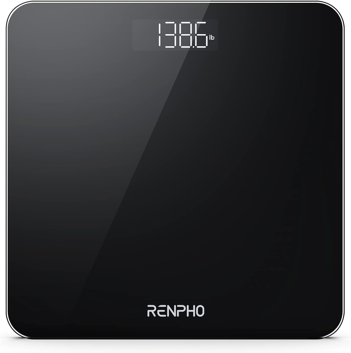 RENPHO Digital Bathroom Scale, Highly Accurate Core 1S Body Weight Scale with Lighted LED Display, Round Corner Design(11/280mm, Black)