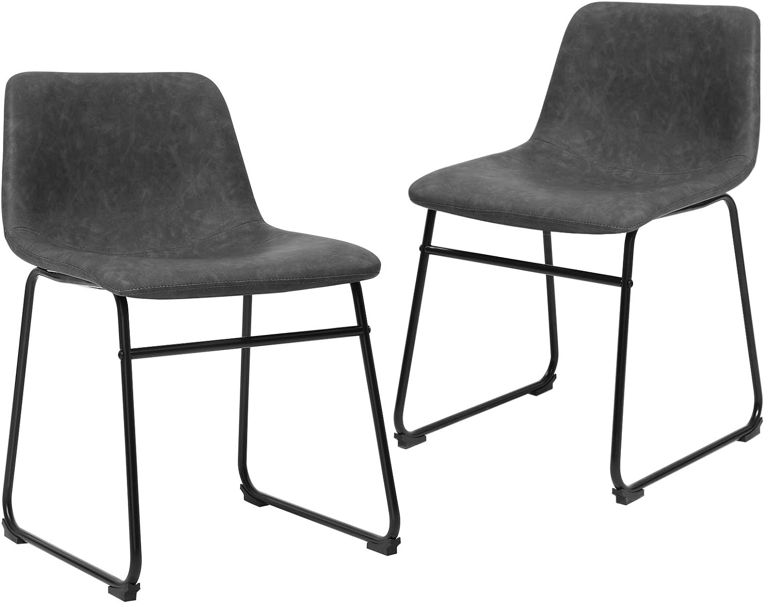 SONGMICS Set of 2 Dining Chairs with Backrest, Metal Legs, Comfortable Wide Seat, 18.9 x 21.2 x 29.9 Inches, Retro Black